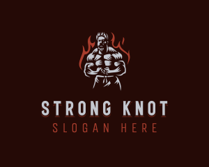 Fire Strong Man logo design