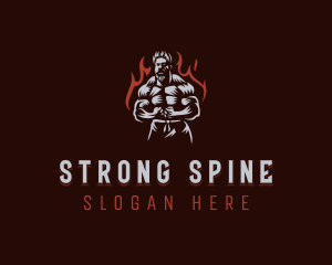 Fire Strong Man logo design