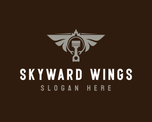 Piston Wings Mechanic logo design