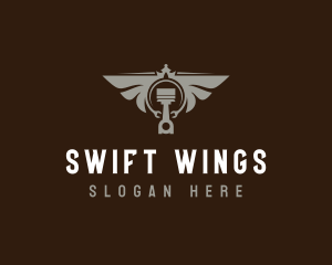 Piston Wings Mechanic logo design