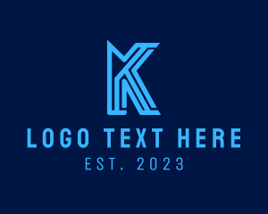 Blue Tech Letter K logo