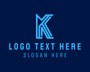 Blue Tech Letter K Logo