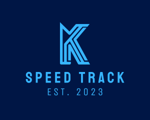 Blue Tech Letter K logo