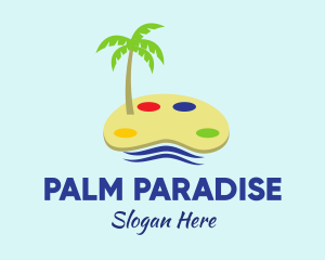 Art Palette Island Palm Tree logo design