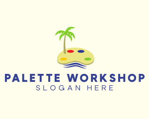 Art Palette Island Palm Tree logo