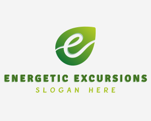 Gradient Leaf Letter E logo design