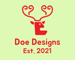 Red Deer Antlers  logo design