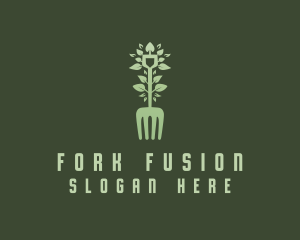 Fork Shovel Leaf logo design