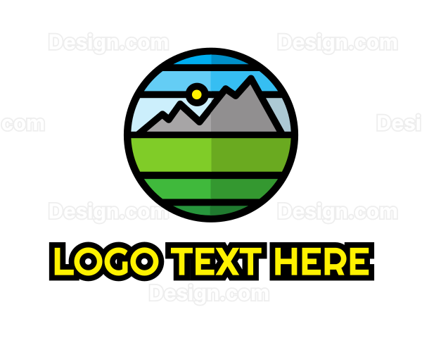 Geometric Mountain Badge Logo