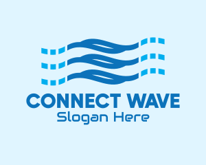 Blue Digital Wave logo design