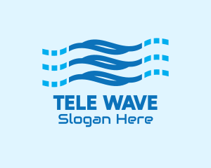 Blue Digital Wave logo design