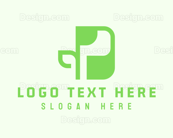 Green Plant Letter P Logo