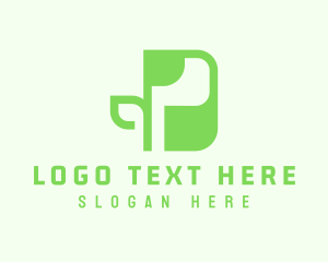 Green Plant Letter P logo
