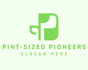 Green Plant Letter P logo design