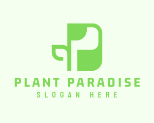 Green Plant Letter P logo design