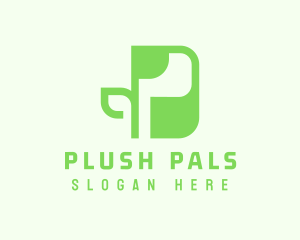 Green Plant Letter P logo design