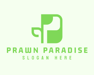 Green Plant Letter P logo design