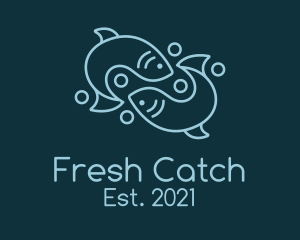 Monoline Pisces Fish logo design