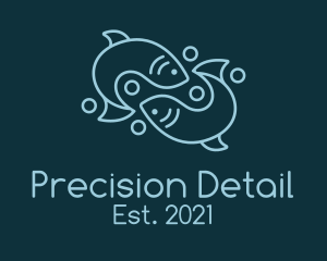 Monoline Pisces Fish logo design