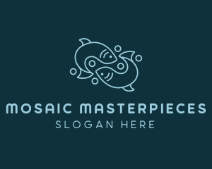 Monoline Pisces Fish logo design