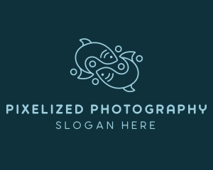 Monoline Pisces Fish logo design