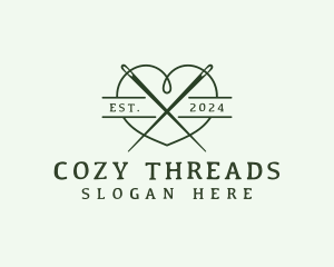 Heart Thread Needle logo design