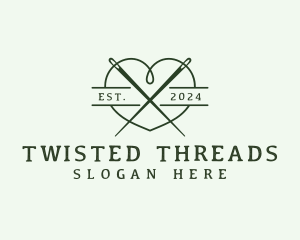 Heart Thread Needle logo design