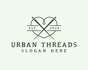 Heart Thread Needle logo design