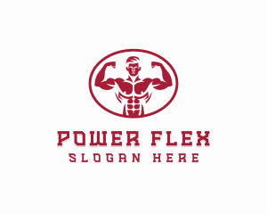 Male Muscular Bodybuilder logo design