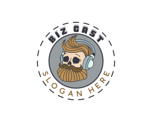 Headphones Skull Podcast logo design