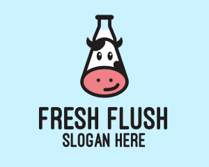 Happy Cow Milk Bottle  logo design