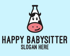 Happy Cow Milk Bottle  logo design