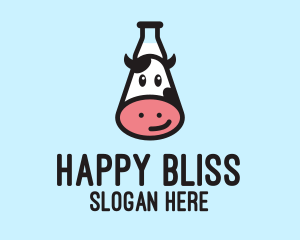 Happy Cow Milk Bottle  logo design