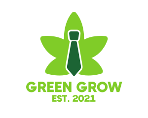 Green Marijuana Necktie logo design