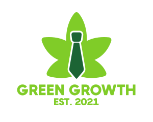 Green Marijuana Necktie logo design