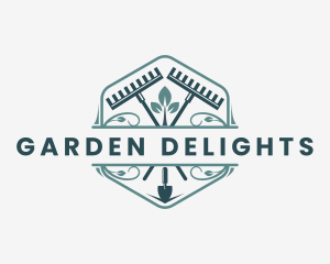 Rake Garden Trowel logo design