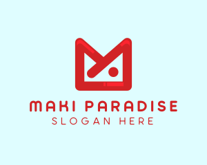 Red M Envelope  logo design