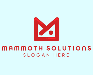 Red M Envelope  logo design