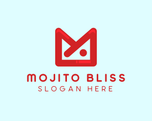 Red M Envelope  logo design