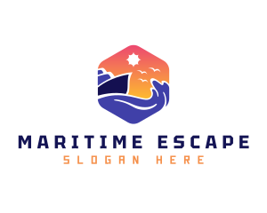 Sea Cruise Ship Travel logo design