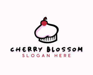 Cherry Cupcake Chef Hat logo design