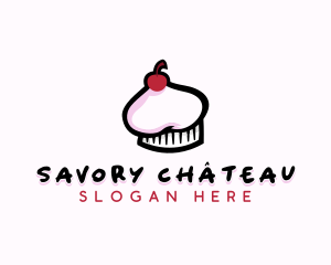 Cherry Cupcake Chef Hat logo design