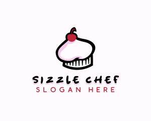 Cherry Cupcake Chef Hat logo design