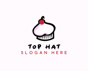 Cherry Cupcake Chef Hat logo design