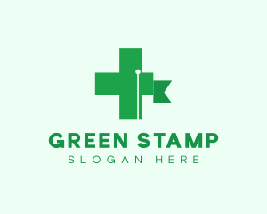 Green Cross Flag  logo design