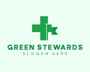 Green Cross Flag  logo design