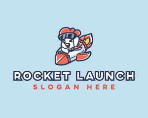 Chicken Rooster Rocket logo design