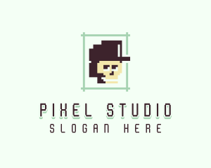 Pixelated Skull Cap logo design