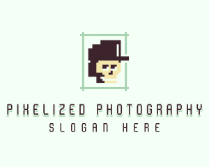 Pixelated Skull Cap logo design