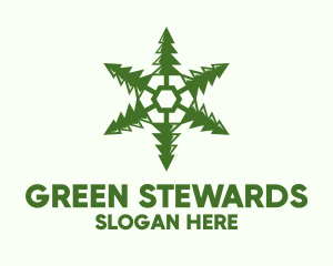 Green Snowflake Pine logo design